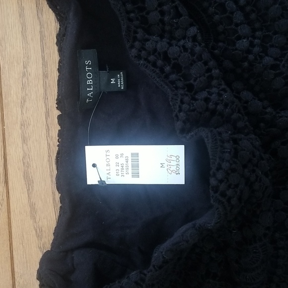 Talbots Black Lace Top with Black Lining - Picture 2 of 5